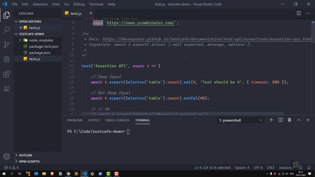 TestCafe Assertion API - Tutorial - Part 4 смотреть онлайн
