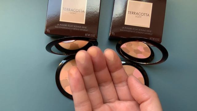 GUERLAIN TERRACOTTA LIGHT HEALTHY GLOW BRONZER 01 Light Wam & 02 Medium Cool Swatches