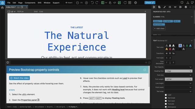 Pinegrow 7 - Bootstrap class preview смотреть онлайн