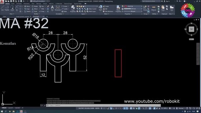 Autocad 2 Boyutlu Çizim #32 Reverse ve Ncopy смотреть онлайн