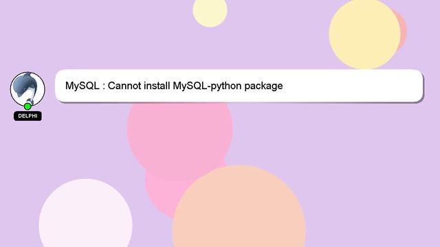 MySQL : Cannot install MySQL-python package смотреть онлайн