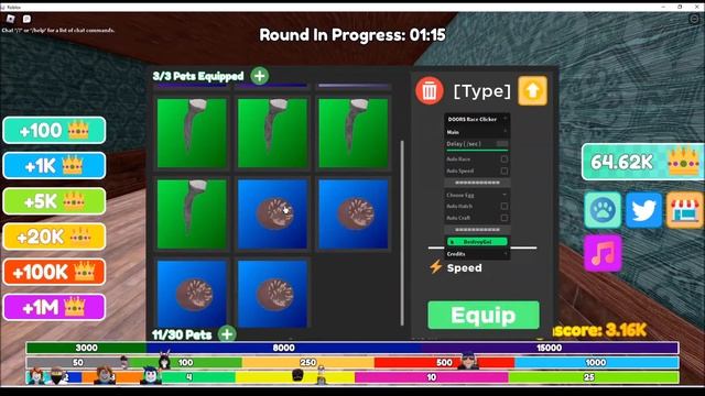 Roblox Doors Race Clicker Script (AutoRace, AutoCraft, AutoHatch Eggs) смотреть онлайн