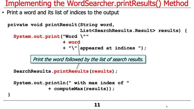 Implementing the WordSearcher.printResults() Method смотреть онлайн