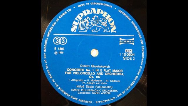 shostakovich, Concerto No 1 In E Flat Major For Violoncello And Orchestra, Op 107 , milos sadlo, смотреть онлайн