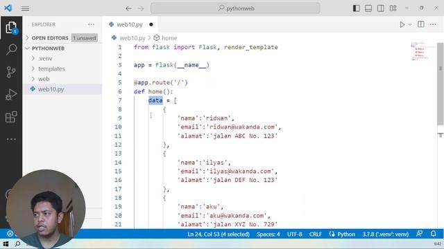 Tutorial Mengirimkan Data JSON Array Ke HTML Web Python Flask | Part 10 смотреть онлайн