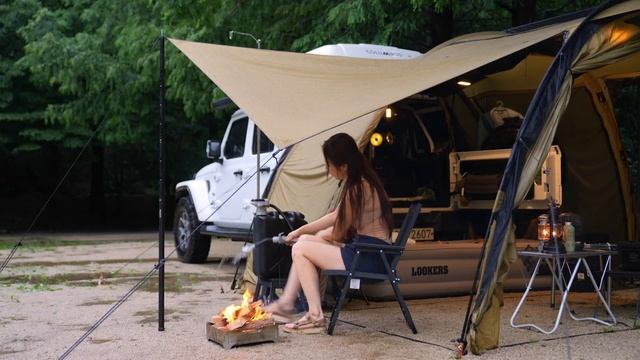 Solo Camping In Heavy Rain - Adventure Camping In A Tent On A Flooded Floor , ASMR
