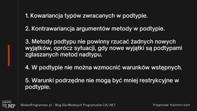 SOLID – Zasada Podstawienia Liskov (LSP – Liskov Substitution Principle) смотреть онлайн