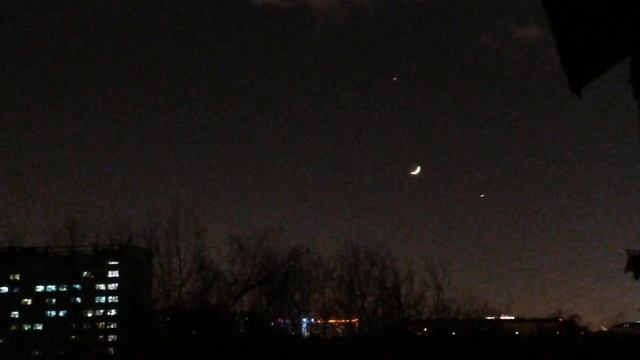 Парад планет (соединение планет) Луна Венера Юпитер Москва 22.02.23 4K смотреть онлайн