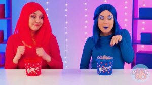 Холодное vs Горячее и Красное против Синего | Едим продукты одного цвета 24 часа Multi DO Challenge