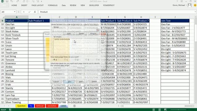 Excel Magic Trick 1033: Re-do Duel 134: Join Product and Sub-Product Text Using PivotTable смотреть онлайн