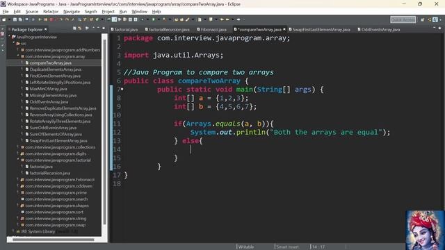 Java Program to Compare Two Arrays using Arrays.equals() Method смотреть онлайн