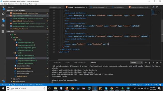 Angular 5+, Nodejs, Mongodb Authentication - Register through Angular #3 смотреть онлайн