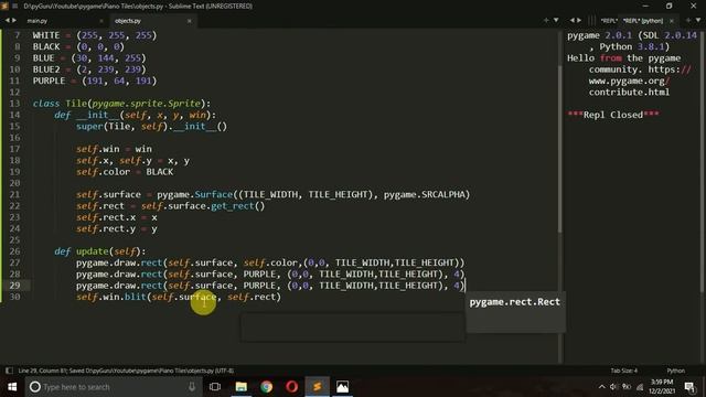 Creating Tiles in pygame | Piano Tiles PART 2 | python gamedev | #pyguru смотреть онлайн