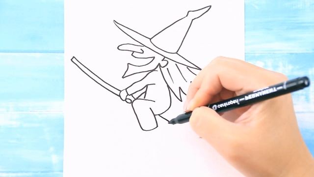 Как нарисовать ВЕДЬМУ на Хэллоуин / Рисунок раскраска для детей / Раскрась Ка смотреть онлайн