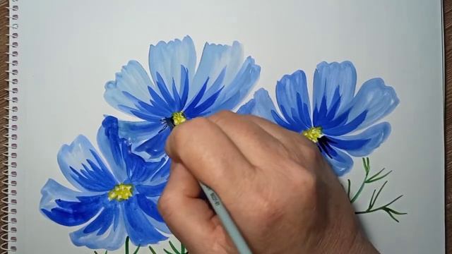 Как нарисовать красивые синие цветы. смотреть онлайн