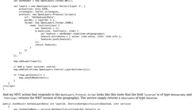 GIS: OpenLayers2: Showing WKT data via JSON from MVC смотреть онлайн