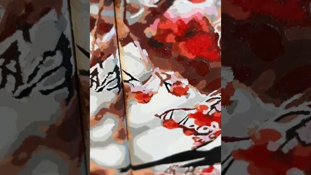 Картины по номерам 40х50см на дереве "Снегири" смотреть онлайн