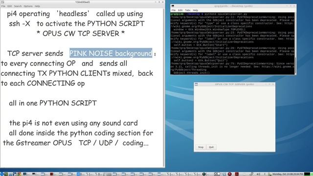 Headless Raspberry Pi 4 operating as a TCP OPUS 2-way Audio over iP CW audio QSO server using PYTHO смотреть онлайн