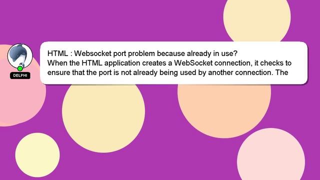 HTML : Websocket port problem because already in use? смотреть онлайн