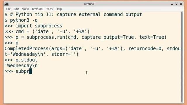 Python tip 11: capture external command output смотреть онлайн