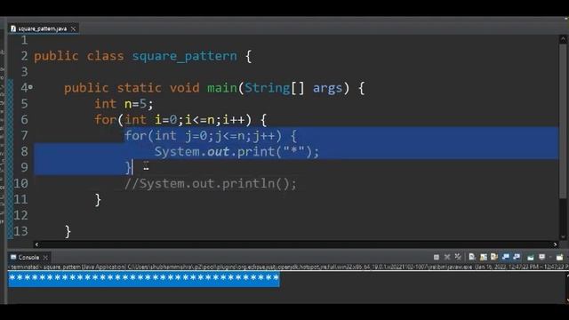Square Patterns in java || howto print square pattern java смотреть онлайн