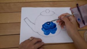 Роспись чайника- гжель!