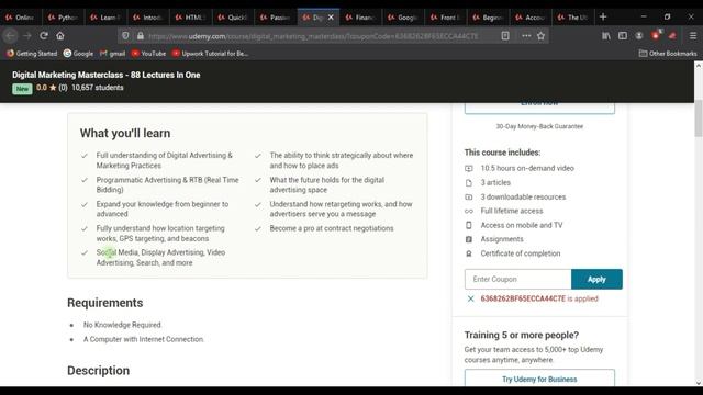 Udemy 100% Free Courses With Free Certificate | Facebook Marketing | Python | Digital Marketing смотреть онлайн