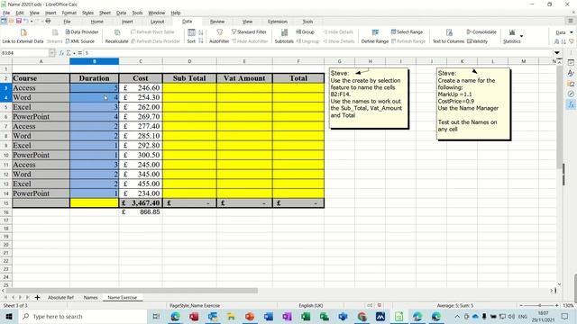 Named ranges and cells in Libre calc. Libre office смотреть онлайн