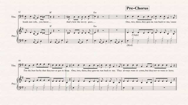 Trombone - Ex’s & Oh's - Elle King - Sheet Music, Chords, & Vocals смотреть онлайн