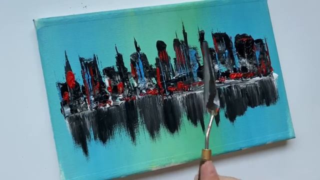 Abstract Painting / City Landscape / Daily Challenge #22 / Acrylic Painting смотреть онлайн