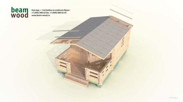 Садовый домик из бруса 3x4,6 с верандой (сборка 3d) смотреть онлайн