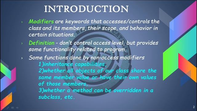 18. NON ACCESS MODIFIERS|ACCESS CONTROL| (JAVA LECTURE) смотреть онлайн