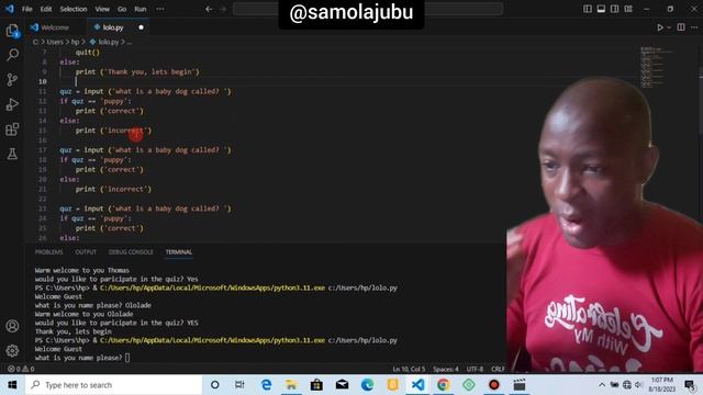 python project for beginners- QUIZ GAME TUTORIAL смотреть онлайн
