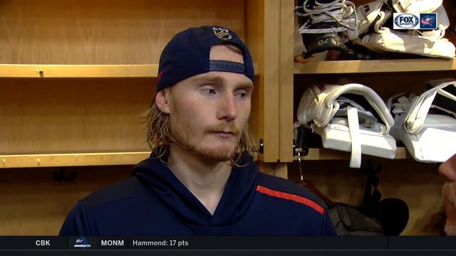 Joonas Korpisalo jokes about teammates being extra goaltenders | BLUE JACKETS-BLUES POSTGAME смотреть онлайн