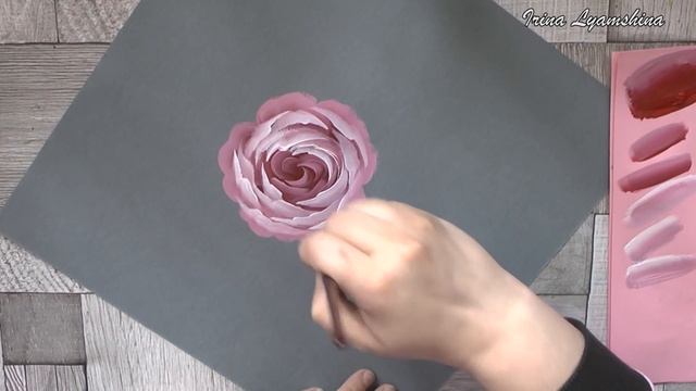 How to paint a Pink Rose, One Stroke, Tutorial смотреть онлайн
