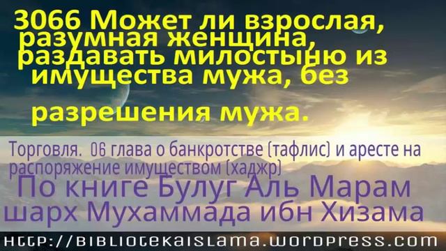 3066 Может ли взрослая, разумная женщина, раздавать милостыню из имущества мужа, без разрешения муж смотреть онлайн