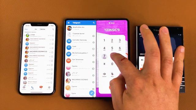 Telegram + Cellular Call at the Same Time BlackBerry + iPhone XS + Samaung Z Fold 3 Incoming Call смотреть онлайн