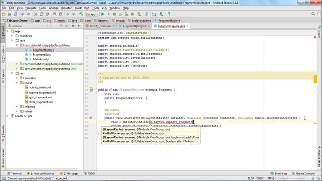 Create and Design a TabLayout with Fragments Android studio tutorial смотреть онлайн