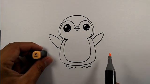 How to draw a penguin easy for beginners | Simple Animal Drawing смотреть онлайн