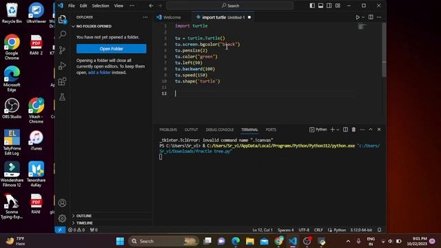 Creating an awesome Tree using python turtle scripts. |#python #pythonprogramming #coding смотреть онлайн