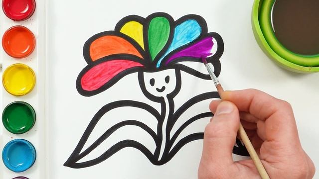 How to Draw and Paint a Flower | Drawing, Painting and Coloring for Kids, Toddlers смотреть онлайн