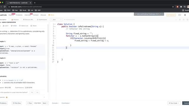 LeetCode 125. Valid Palindrome Solution Explained - Java смотреть онлайн