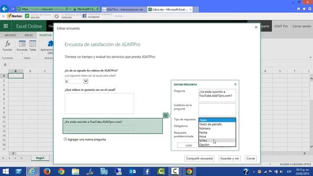 Crear encuestas Online con Office Excel Online смотреть онлайн