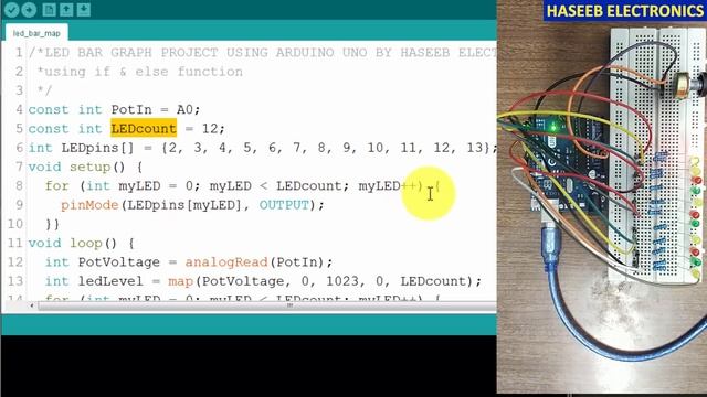 {734} LED Bar Graph Using map Function Arduino Uno Code смотреть онлайн