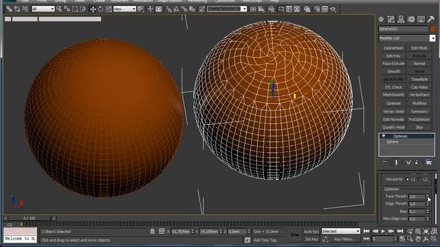 3dMax Урок применение модификатора Optimize (без зв.) смотреть онлайн