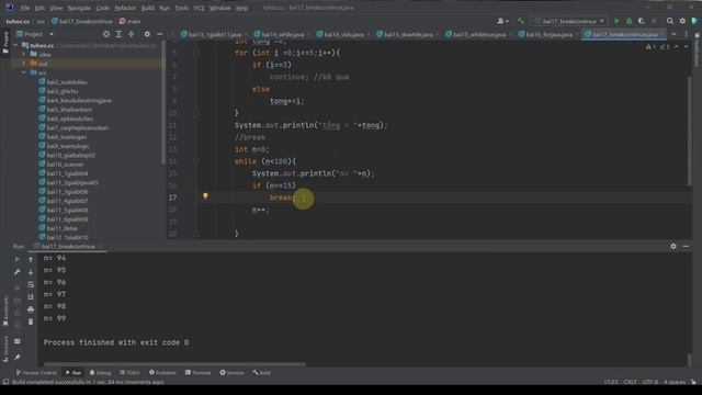 17. break, continue trong java - giải thích chi tiết dễ hiểu cho người mới смотреть онлайн