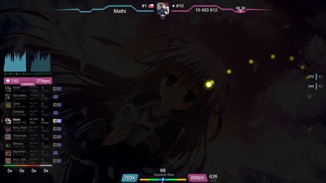 Mathi | Hana - Sakura no Uta [litoluna's Extra] 1st +HDDT FC 99.58% {#1 791pp FC} - osu! смотреть онлайн