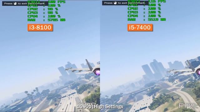 i3-8100 vs i5-7400 Test in GTA 5 смотреть онлайн