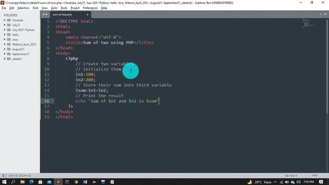 sum of two numbers in php without form смотреть онлайн
