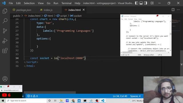 Build a Socket.io Realtime Voting Polling App in Node.js Using Chart.js in Browser Using Javascript смотреть онлайн